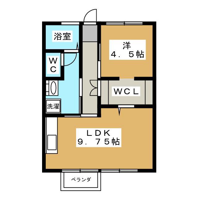 ユニメントコバヤシ1(1LDK/1階)の間取り写真