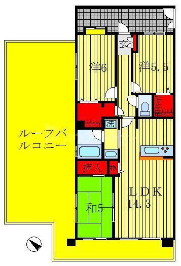 レジディア東松戸(3LDK/4階)の間取り写真