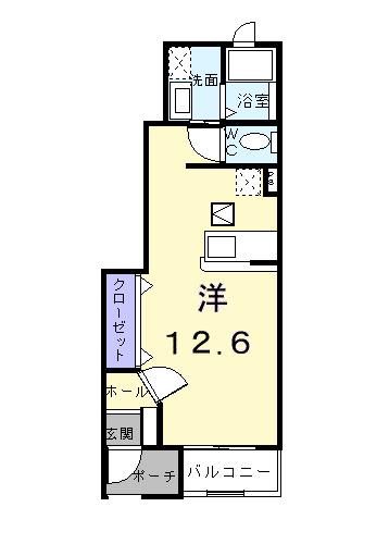 JR山陽本線 西川原駅 徒歩7分 2階建 築20年(ワンルーム/1階)の間取り写真