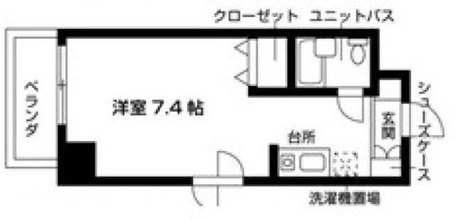 宮前平ハイツ(ワンルーム/4階)の間取り写真
