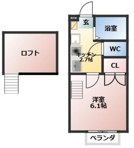 ウイスティリア本郷(1K/2階)の間取り写真