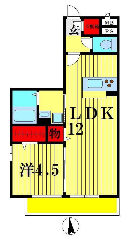 グレイス(1LDK/1階)の間取り写真