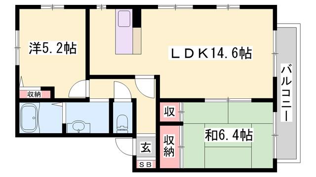 MSレジェンドプラザA・B(2LDK/1階)の間取り写真