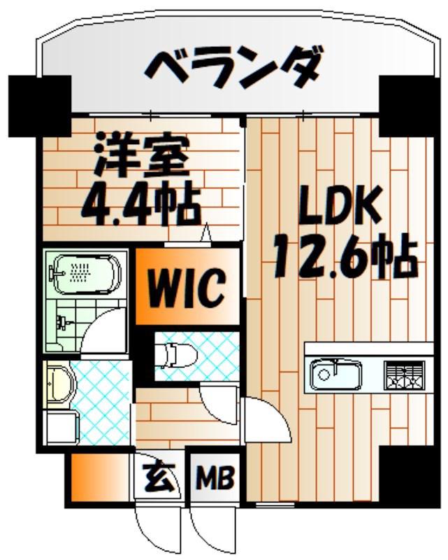 プレジデンス ざ旦過(1LDK/6階)の間取り写真