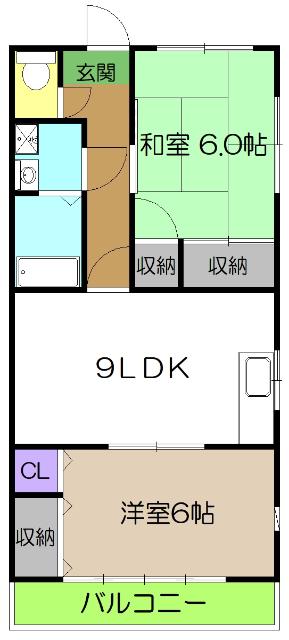 澤村コーポ(2LDK/3階)の間取り写真