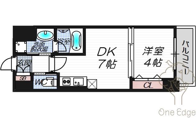 SK大阪天満宮プライマリーワン(1DK/7階)の間取り写真