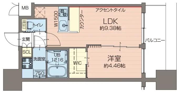プレジオ難波EURO(1LDK/9階)の間取り写真