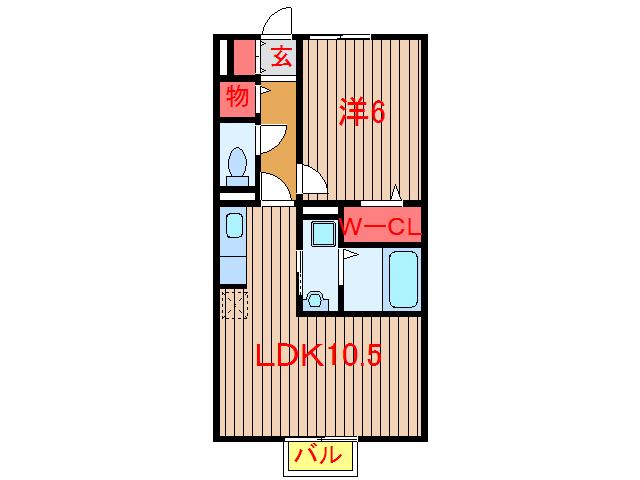 エスポワール緑が丘(1LDK/2階)の間取り写真