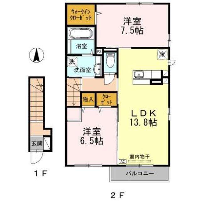 ニューパークサイドヴィラ(2LDK/2階)の間取り写真