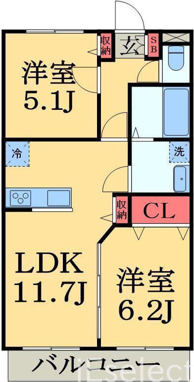 ソルグランデ(2LDK/2階)の間取り写真
