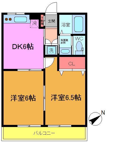 サンパレス永妻(2DK/1階)の間取り写真