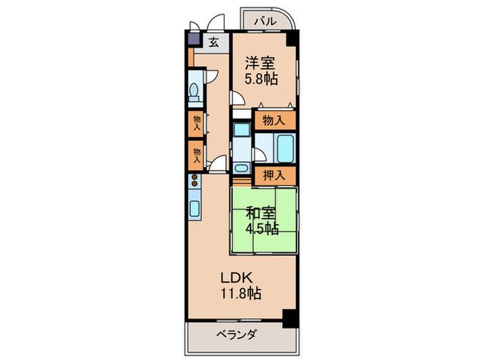 シャトーディネゾー(2LDK/2階)の間取り写真