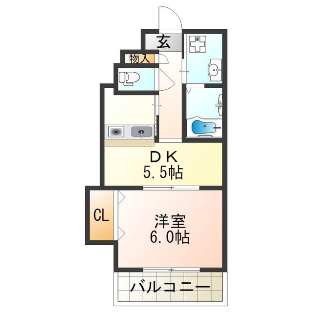 エミネンスパレス(1DK/3階)の間取り写真