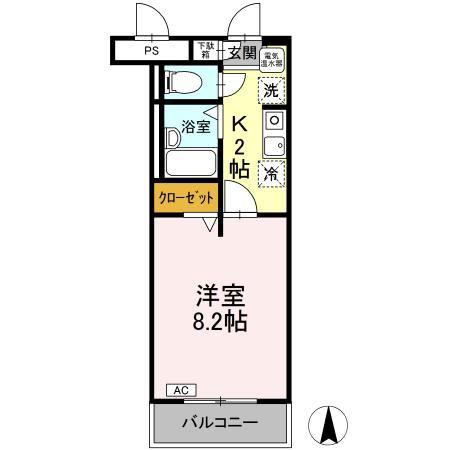 ジュネスメゾンイノウエ(1K/2階)の間取り写真