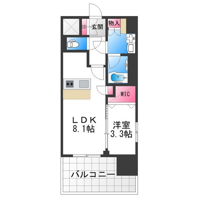 スプランディッド堺東DUE(1LDK/10階)の間取り写真