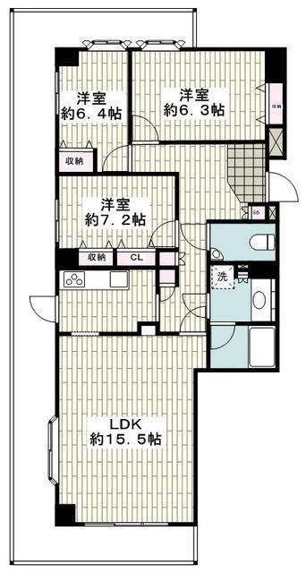 磯子台スカイマンション(3LDK/5階)の間取り写真