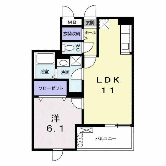 エスポワール ほたる野(1LDK/5階)の間取り写真