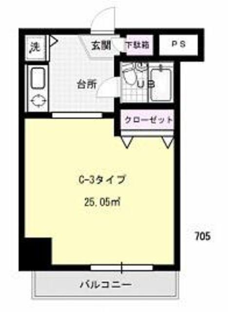 QUEENS ACADEMIA(1K/7階)の間取り写真
