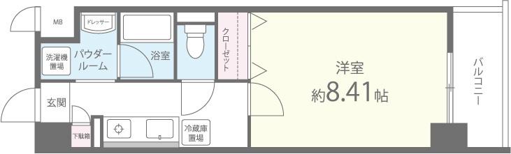 ジュモオネティ(1K/4階)の間取り写真