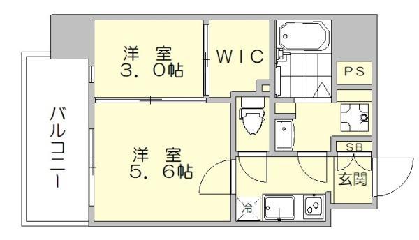 ネストピア東比恵4(2K/5階)の間取り写真