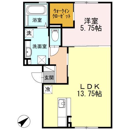 ヴィラアドリアーナ(1LDK/1階)の間取り写真