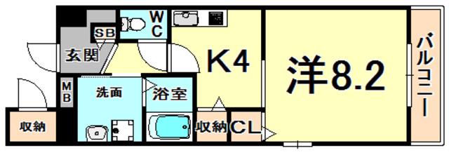 セイバリー道意(1K/5階)の間取り写真