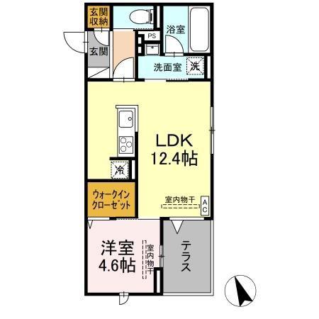 TORISIA売市(1LDK/1階)の間取り写真