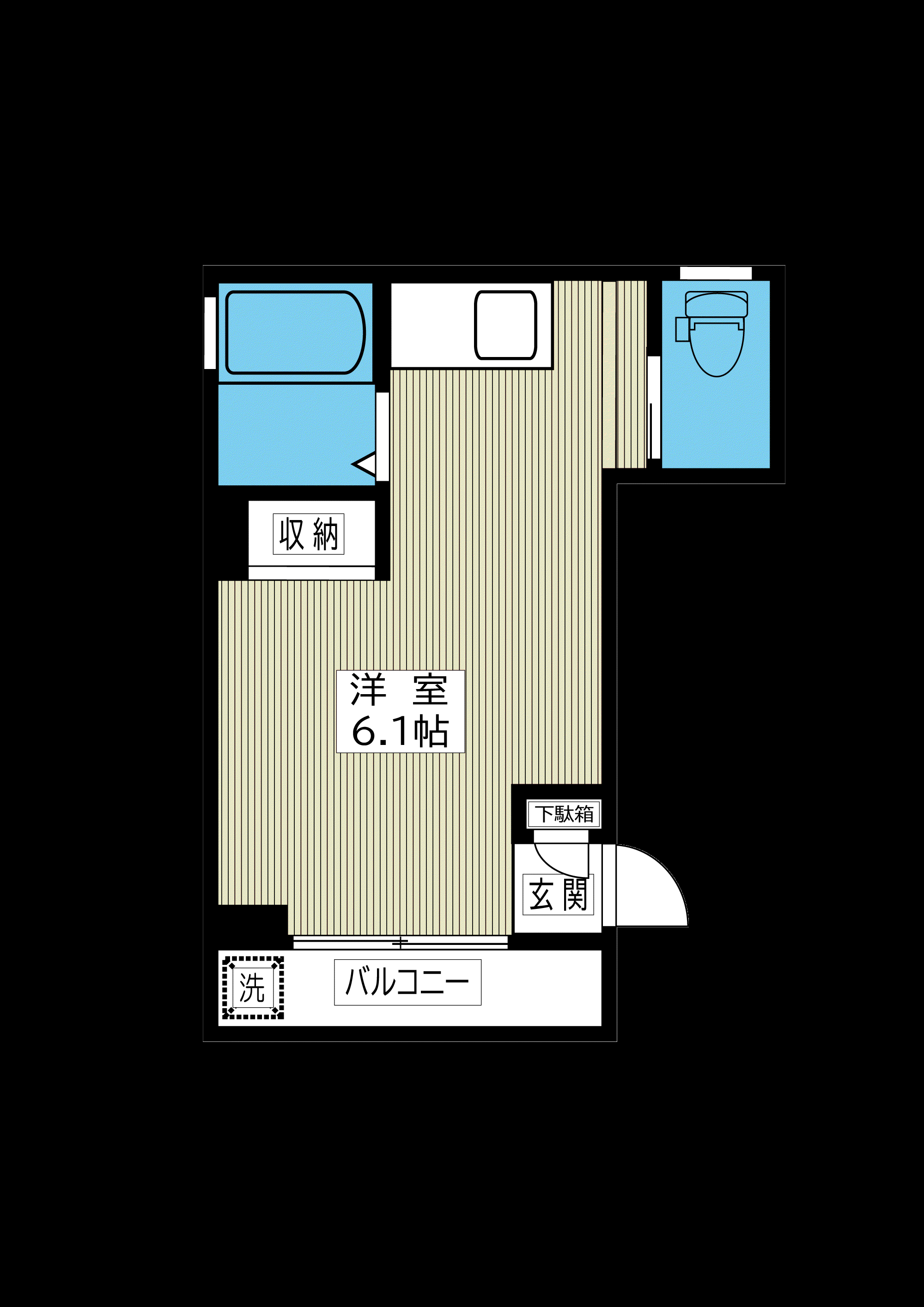 フラット根津(ワンルーム/1階)の間取り写真