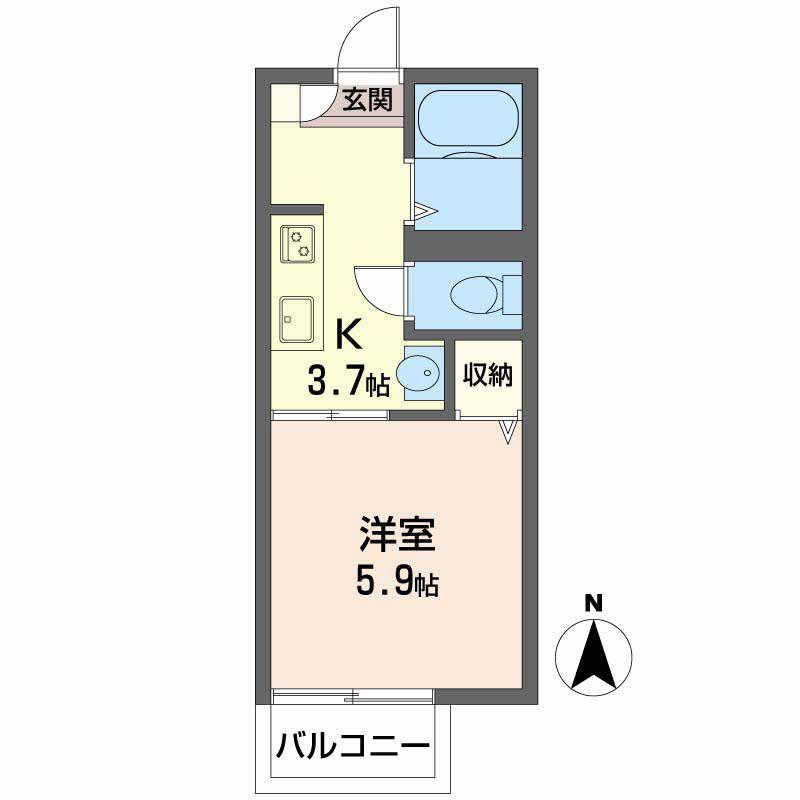 フレグランス神明(1K/2階)の間取り写真