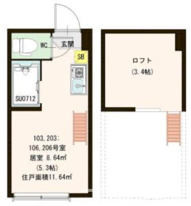STAGE大和町II(ワンルーム/1階)の間取り写真