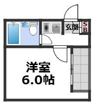 ヴェルデ北巽(1K/4階)の間取り写真