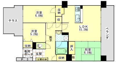 ライオンズマンション中通第3(3LDK/3階)の間取り写真