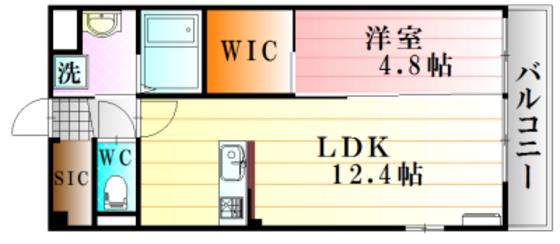 メルヴェーユ川内(1LDK/3階)の間取り写真