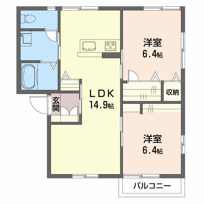 ルミエールしののい E(3DK/2階)の間取り写真