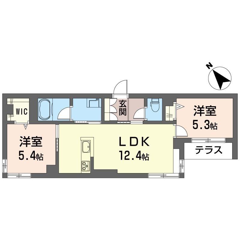 シャンテユーIII(2LDK/1階)の間取り写真