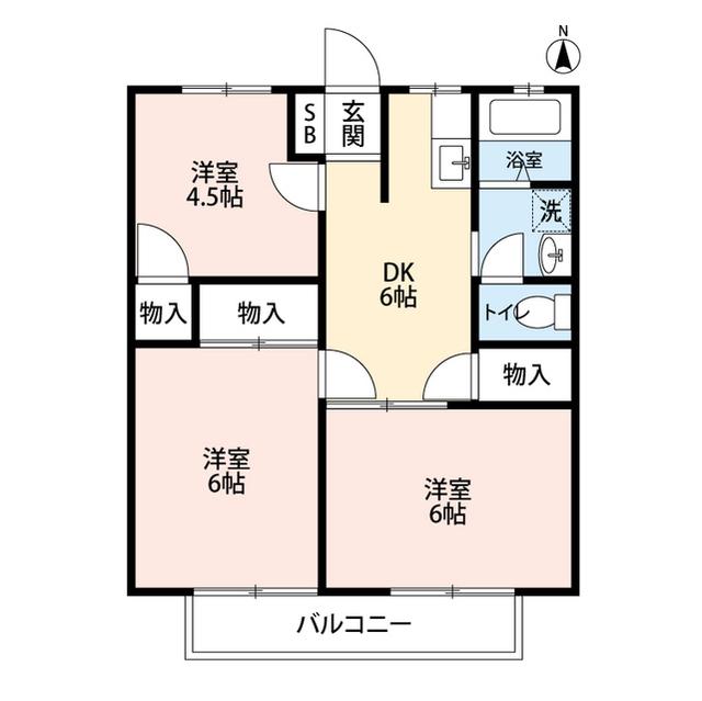 ハイツ中込2(3DK/2階)の間取り写真