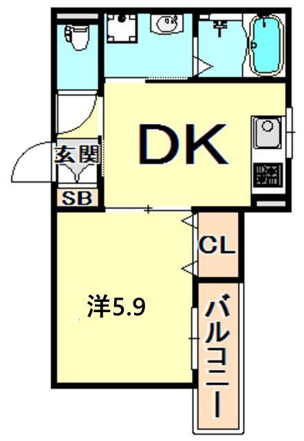 CRASIS今津駅前(1DK/2階)の間取り写真