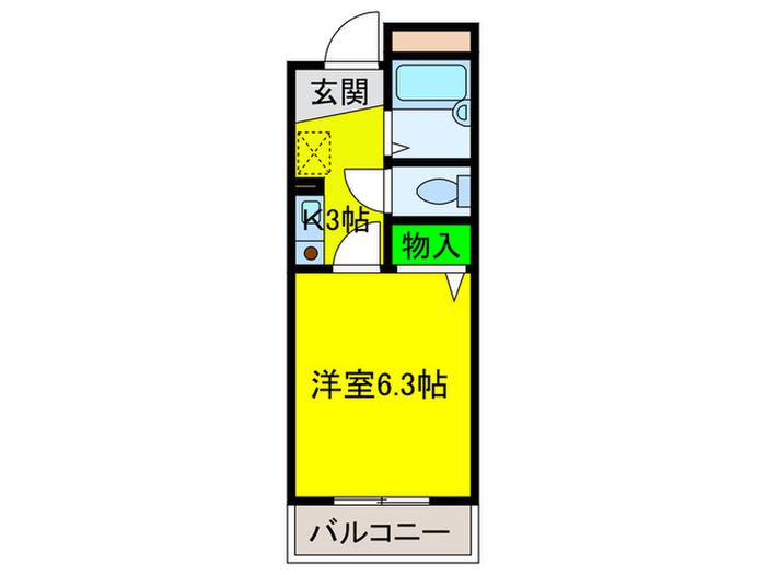 ソルシェール(1K/4階)の間取り写真