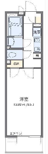 レオネクストつるせ壱番館(1K/2階)の間取り写真