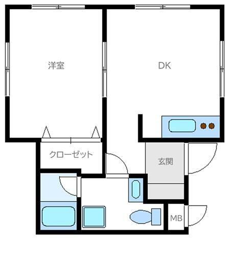 アトリエキアラ(1DK/1階)の間取り写真