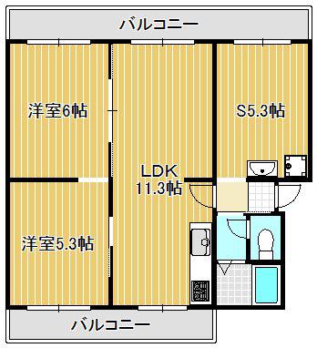 藤マンション(3LDK/2階)の間取り写真