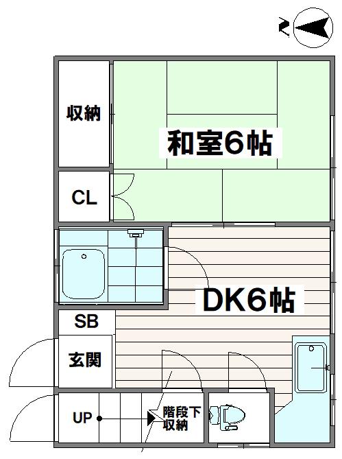 荻野荘(1DK/1階)の間取り写真
