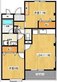 エレガンテ京命(2LDK/3階)の間取り写真
