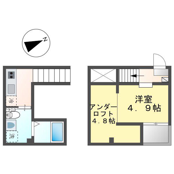 サンエイブリッジII(1SK/1階)の間取り写真