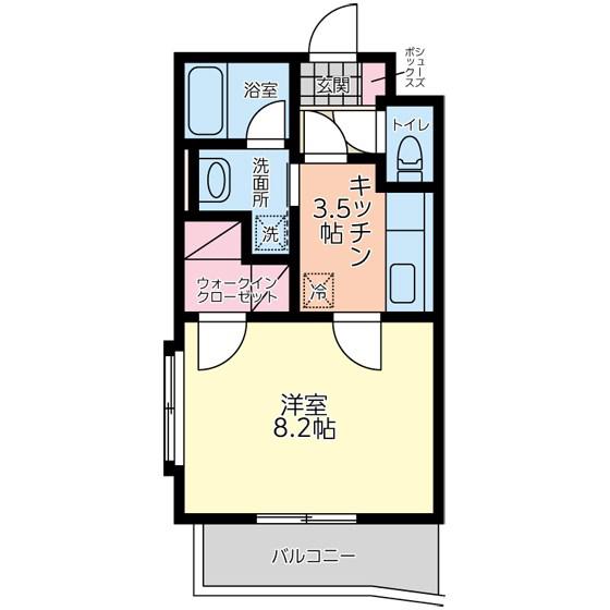 ウエストグレイス(1K/2階)の間取り写真
