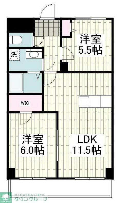 ホーユーパレス南林間第一(2LDK/5階)の間取り写真