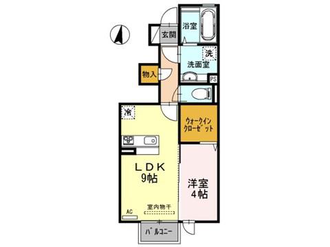 ドマーニ木田(1LDK/1階)の間取り写真