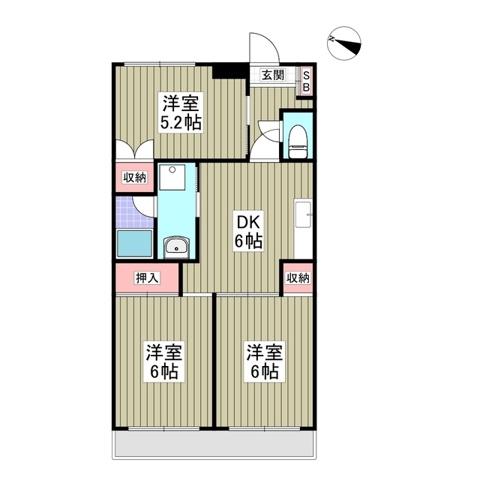 藤ハイツ(3DK/1階)の間取り写真