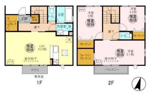 グランライト B(3LDK/1階)の間取り写真