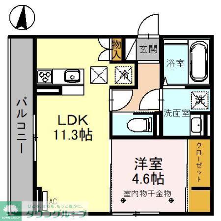 D-ROOM羅漢町(1LDK/2階)の間取り写真
